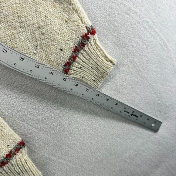 Vintage Sportables Sweater Men's medium Beige Turtleneck Wool Geometric Festive - Picture 5 of 7